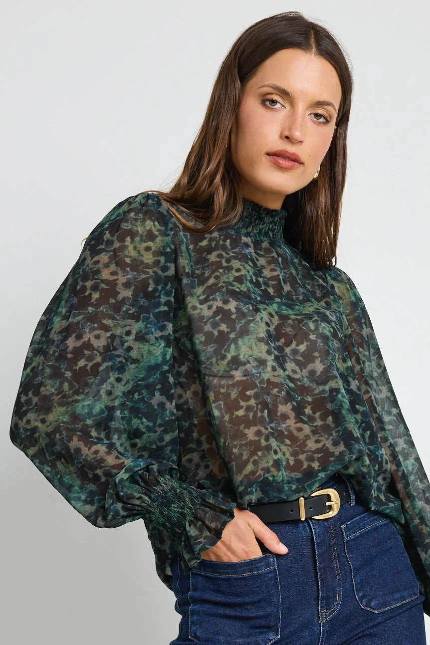 Emphatic Emphatic Ditsy Print Shirred L/S Top