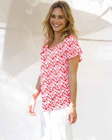 BB1064 Coral Shirred Tee