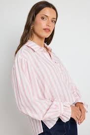 Connection Stripe Button Blouse