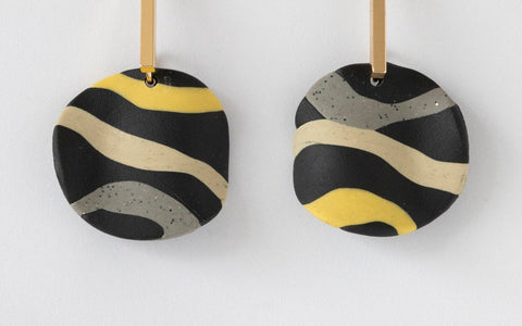 Striped Disc Gold Earring By Antler