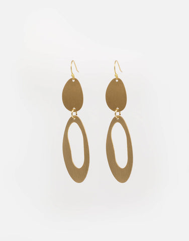 SGE7914 Gold Organic Oval Earrings by Stella and Gemma